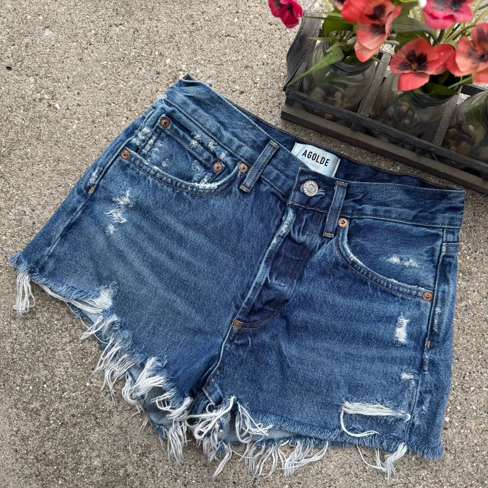 Agolde Distressed Jean Shorts Size 23